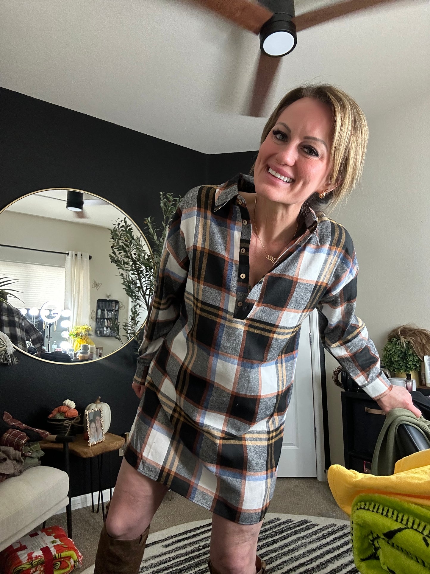 Make it Right Plaid Shirt Dress