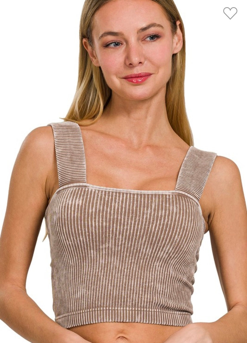 Washed Ribbed Cropped Cami
