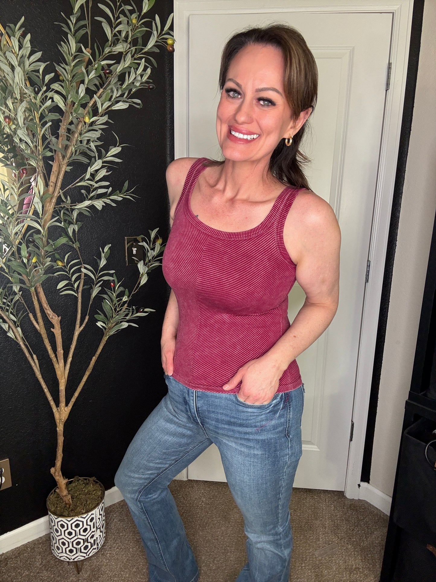 Zenana Ribbed Scoop Neck Tank